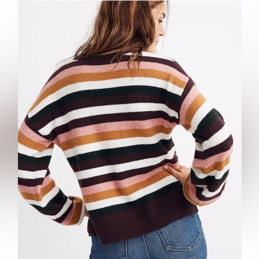 Madewell Coziest Yarn Merino Alpaca Blend Knit Sweater S Soft Striped Oversized